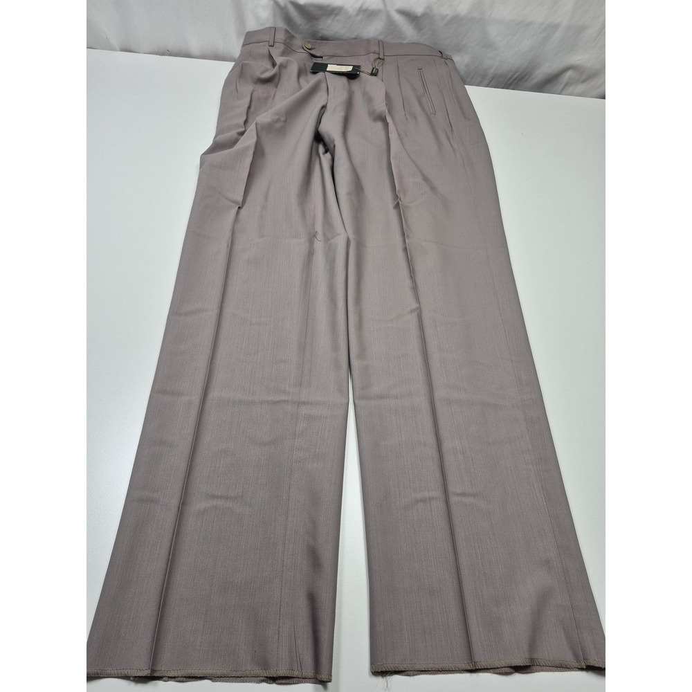 Zanieri Dress Pants Mens 42x36 Gray Wool Super 100s Pleated Made In Italy NWT